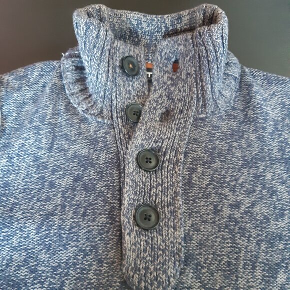 Kenneth Cole Unlisted SZ M Mock Neck 4 Button Pullover Blue Men's Cotton Sweater - Picture 7 of 15